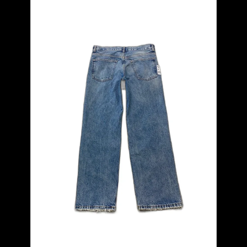 Zara 90s High Rise Relaxed Ankle Straight Leg Rigid Jeans Button Fly Size 4
